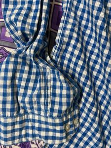 Blue and White Gingham Button-Down Shirt