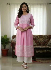 Pink Embroidered Kurta