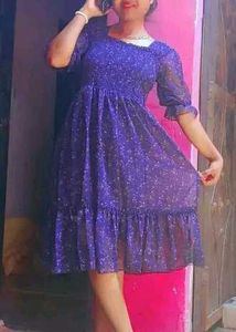 Blue Floral Print Dress