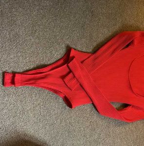 ZARA Orange Red Colour Bodysuit With Full Sleeve