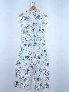 Fam Glam White with Floral Print  Jumpsuits(Women&#39;s)