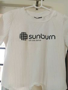 SHEIN White Sunburn Crop Top