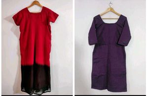 Combo Of Red And Purple Kurtas