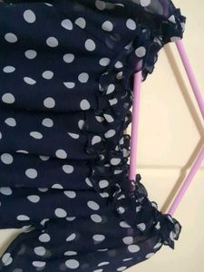 Blue White Dots.. Back Tail Dress For Beach