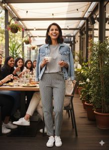 🏁 M&amp;S Metro Check Trousers – Street Chic! 🖤💛