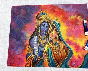 Abstract Radha Krishna Canvas Painting 16×20Inches