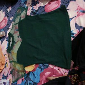 Dark Green Sheer Detail Top