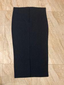 Purple Feather Black Pencil Skirt Below Knee Lengt
