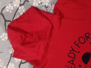 Red Graphic Print Hoodie