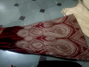 Elegant Red Velvet Embroidered Dress