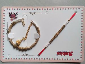 4 Pcs Rakhi for brother and Bhabhi Lumba set||R