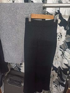 Set Of 2 - Black & Grey Skirts Woollen