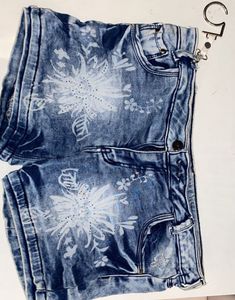 Floral Denim Shorts