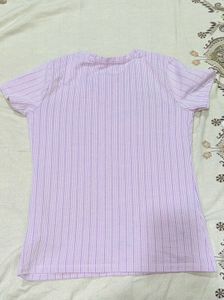 Striped &#34;Delighted&#34; Tee