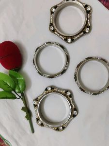 Sparkling Beaded Bangles (Set of 4)