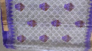 Violet Cotton Saree With Golden Border