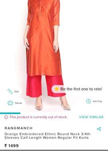 Orange Silk Kurta From Pantaloons