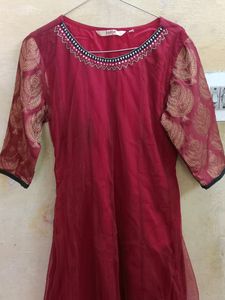Maroon A-line/Frock Kurta