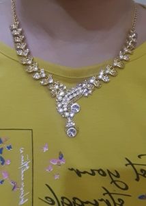 Golden And White Stones Necklace.