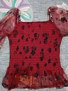Red Floral Top