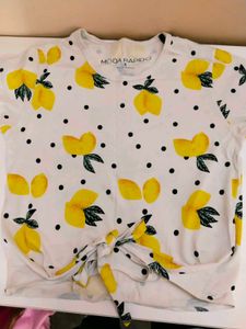 Beautiful Lemon Printed Bow Top