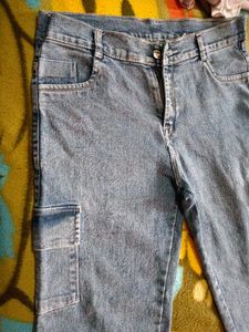 Blue Denim Cargo Pants