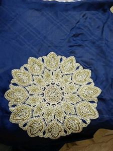 Elegant Navy Blue & Gold Sari