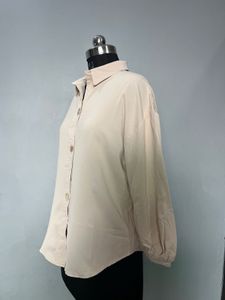 Beige Button-Down Blouse