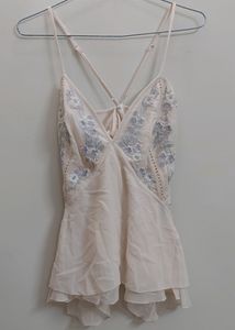 Georgette Camisole Top With Criss-cross Back