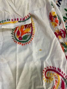 Elegant Embroidered White Kurta