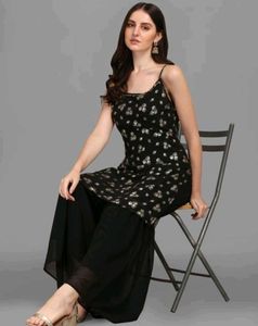 Elegant Black Kurta Palazzo Set
