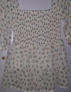 Cute White Floral Top