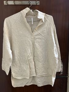 Beige Embroidered Shirt Pants
