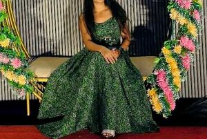 Green Printed Maxi Dress
