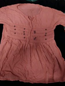 Shirred Top with Pearl Design