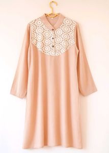 Vintage Peach Kurti With Crochet Detailing
