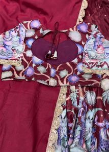 Maroon Printed Lehenga Choli