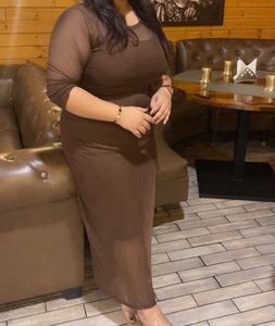 Brown Sheer Midi Dress