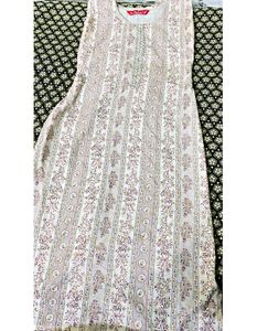 Floral Print White Cream  Kurti