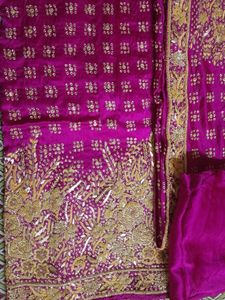 Pink &amp; Gold Zardozi Work Lehnga