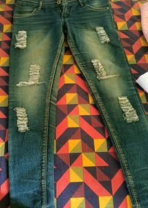 Greenish Black Rugged Jeans