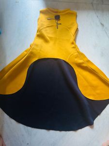 Yellow & Black Fit and Flare Top
