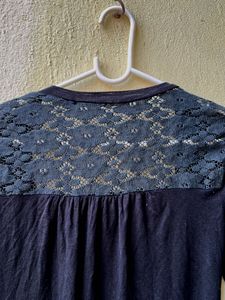 Lace Detail Black Cardigan