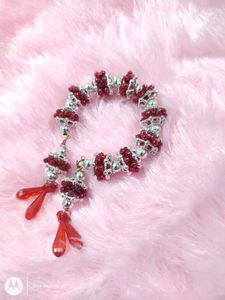 BEAUTIFUL HANDMADE RED & SILVER BRACELET