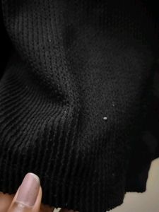 Black Ribbed Button-Down Top