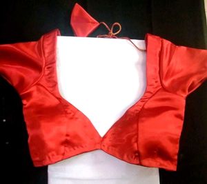 Non Padded Satin 1 Hook Backless Deep Neck Blouse