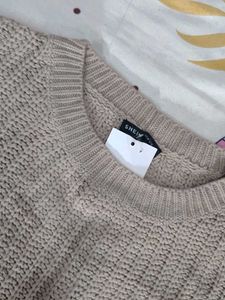 Beige Knit Pullover Sweater