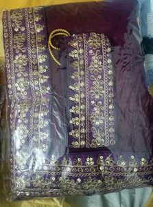 Elegant Purple Sequin Saree