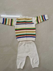 Babyhug Full Sleeves Striped Sweater &amp; Pajama Set