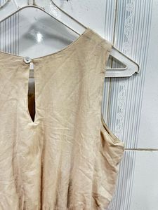 AND-Beige Linen Embroidered Indo Western Tunic